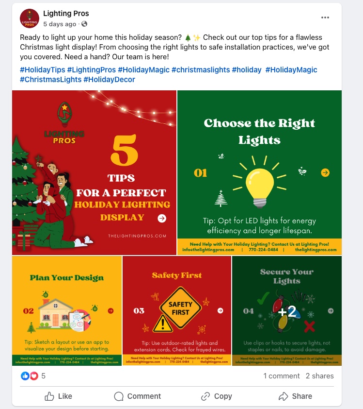 image of Lighting Pros Facebook post
